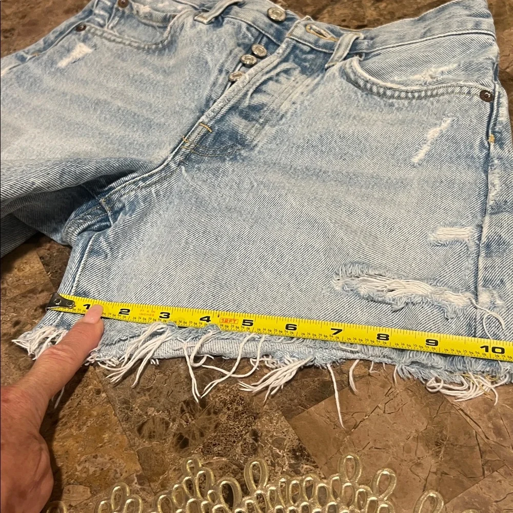 AGOLDE Parker Long Distressed Jean Shorts, Size 23